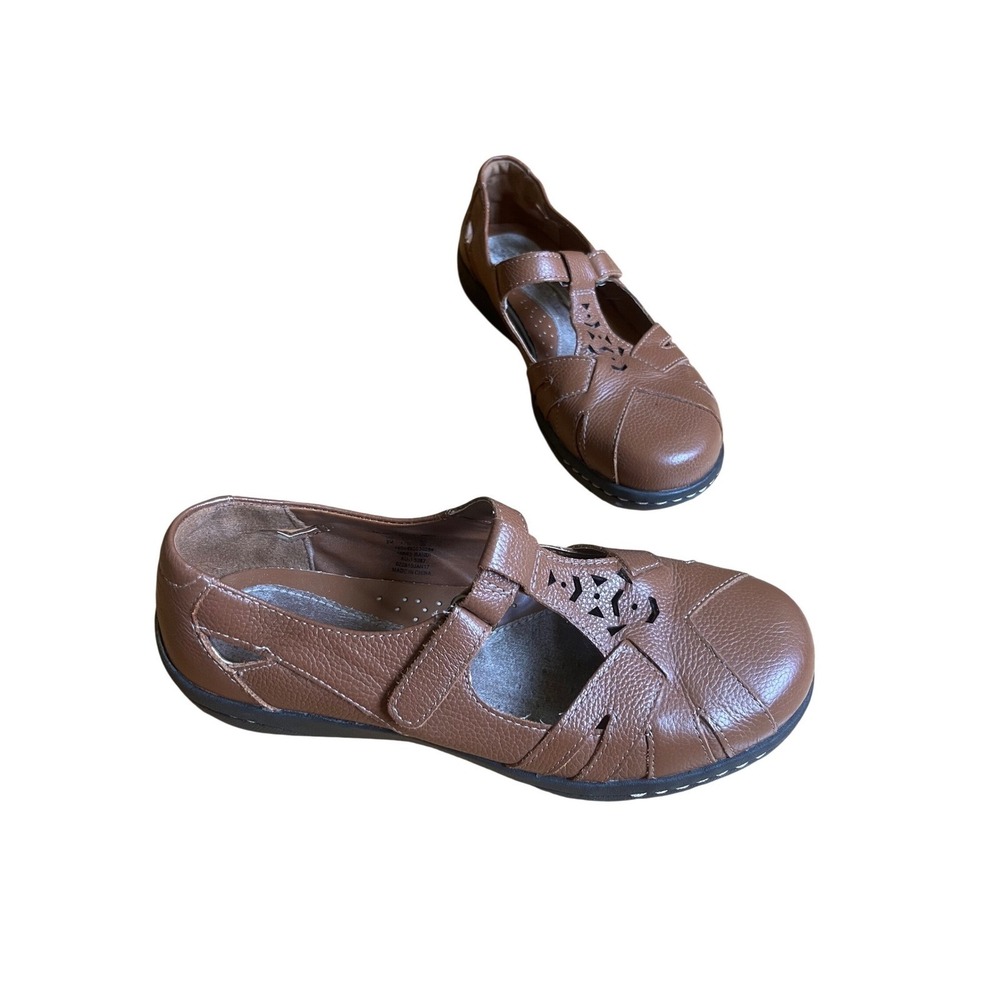 Thom McAn Brown Leather‎ Mary Jane Comfort Flats 9M Granola Cottagecore Earthy